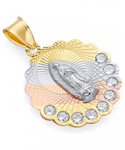 14k REAL Tri Color Gold CZ Religious Our Lady of Guadalupe Charm Pendant $51.84 Pendants