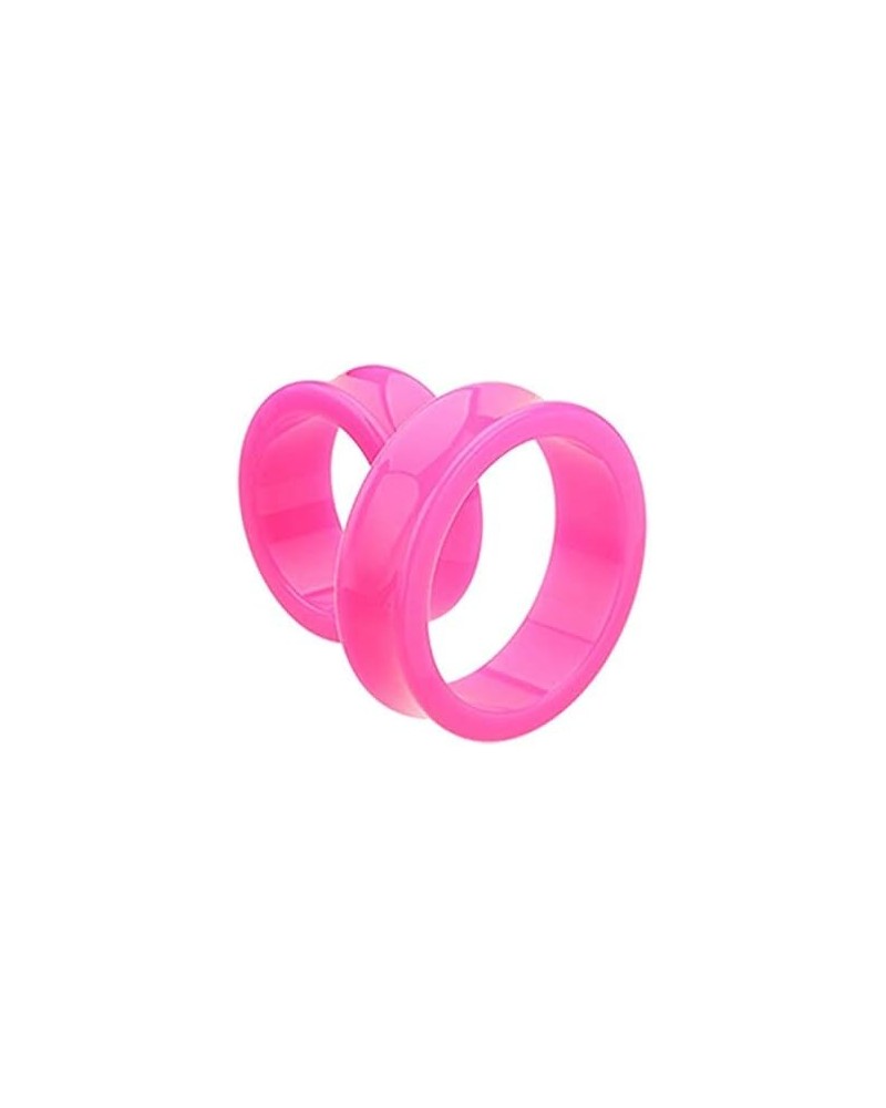 Supersize Neon Colored Acrylic Double Flared Ear Gauge Tunnel Plug Earrings 1-7/8" (48mm), Pink $11.48 Body Jewelry