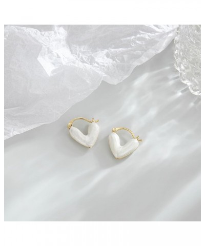 Heart Earrings for Women 18K Gold Plated Love Heart Hoop Earrings Gifts for Christmas White heart $9.68 Earrings