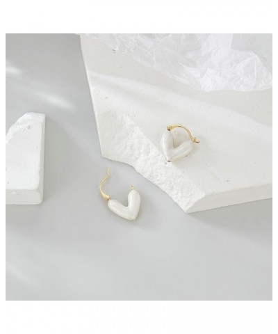 Heart Earrings for Women 18K Gold Plated Love Heart Hoop Earrings Gifts for Christmas White heart $9.68 Earrings