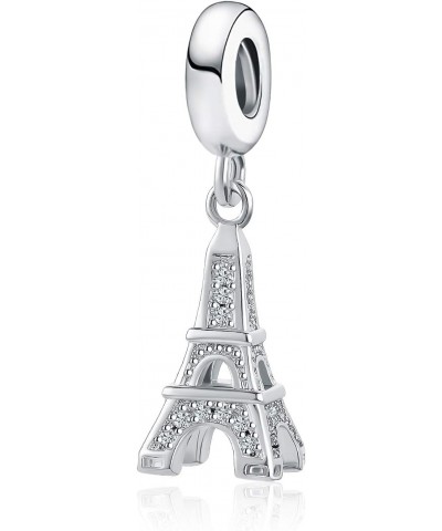 Women Paris Eiffel Tower Charm for Bracelets Necklace Pendant Silver Dangle France Fashion BeadGirls Friend Sister Wife Daugh...