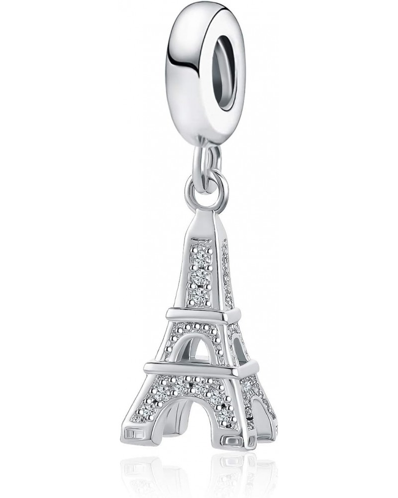 Women Paris Eiffel Tower Charm for Bracelets Necklace Pendant Silver Dangle France Fashion BeadGirls Friend Sister Wife Daugh...