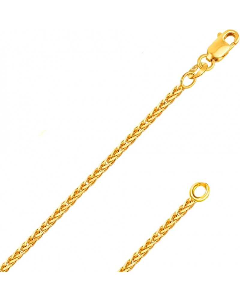 REAL Solid 14K or 10K Yellow or White Gold 0.80mm,1.0mm, 1.1mm Diamond Cut Braided Square Wheat Spiga Chain Necklace with Lob...