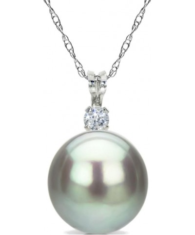 Sterling Silver 7-7.5mm Dyed-grey Freshwater Cultured Pearl with .25tcw CZ Pendant Necklace, 18 $14.00 Necklaces