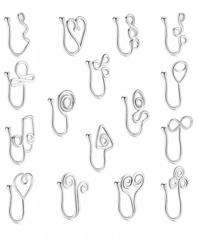 16Pcs Fake Nose Rings African Nose Cuff Non Pierced Faux Nose Rings for Women Clip on Nose Ring Faux Septum Nose Rings Non Pi...