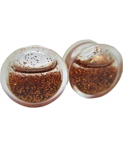 Gold Glitter Liquid Filled Ear Plugs - Double Flared - 6 Sizes - Pair 2 Gauge (6mm) $9.87 Body Jewelry