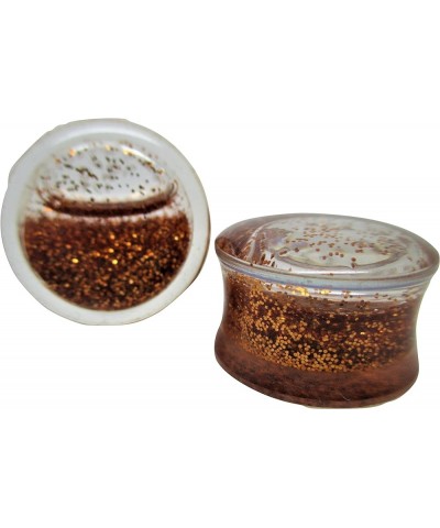 Gold Glitter Liquid Filled Ear Plugs - Double Flared - 6 Sizes - Pair 2 Gauge (6mm) $9.87 Body Jewelry