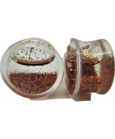 Gold Glitter Liquid Filled Ear Plugs - Double Flared - 6 Sizes - Pair 2 Gauge (6mm) $9.87 Body Jewelry