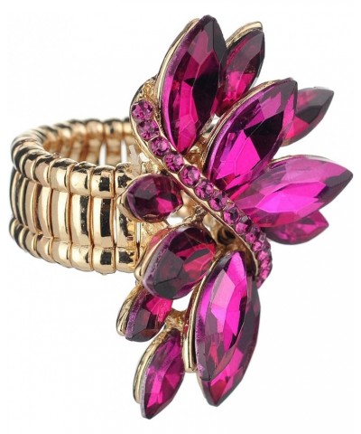 Women's Vine Marquis Stone Stud Fashion Stretch Ring Fuchsia $10.79 Rings