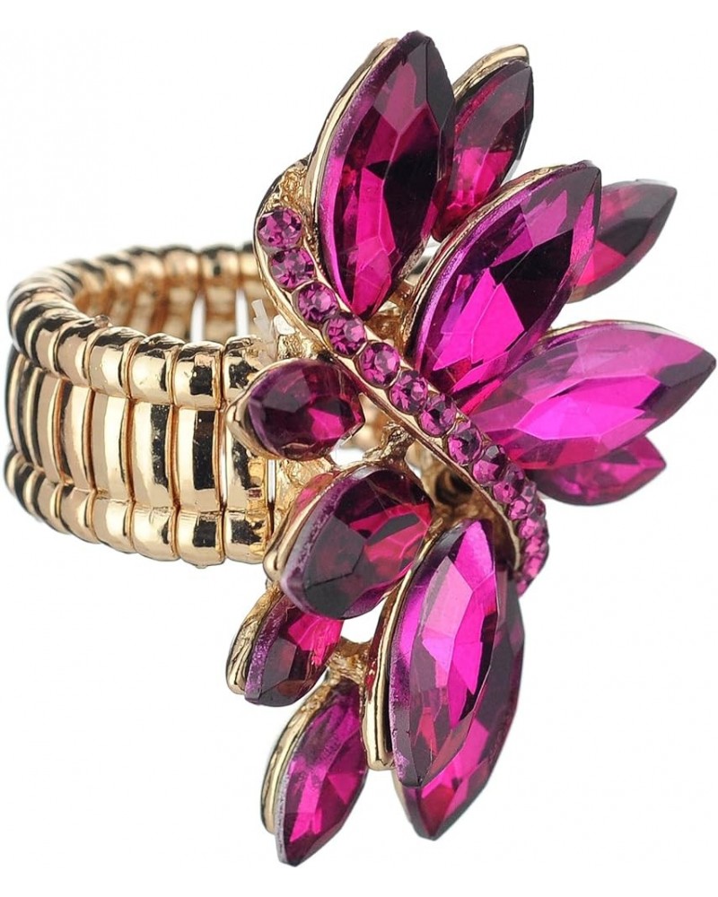 Women's Vine Marquis Stone Stud Fashion Stretch Ring Fuchsia $10.79 Rings