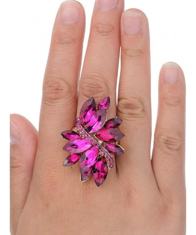 Women's Vine Marquis Stone Stud Fashion Stretch Ring Fuchsia $10.79 Rings