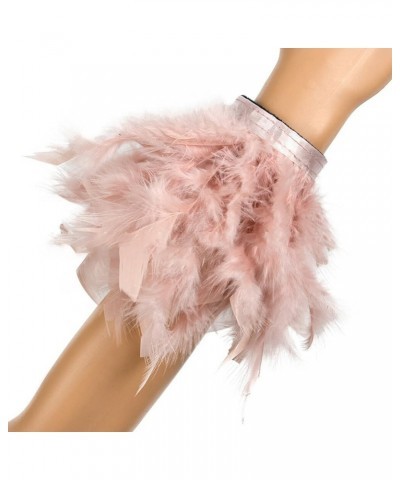 Women Feather Slap Bracelet Slap Wrist Feather Plume Wristband Cuff Sleeves Slap Bangle Wristband Slaps Cuff 1PC Hide powder ...