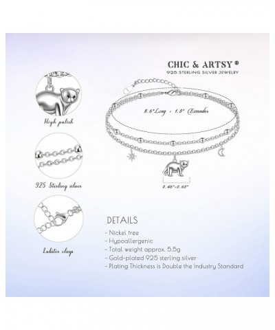 Women Anklets S925 Sterling Silver Cute Animal Layered Anklet Bracelet Adjustable Multilayer Beach Anklet Bracelet Summer Foo...