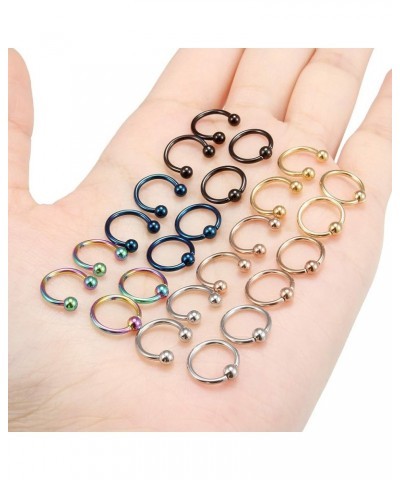 12 Pairs 20G-14G Surgical Steel Horseshoe Captive Bead Nose Hoop Ring Septum Lip Nipple Helix Cartilage Tragus Hoop Rings Pie...