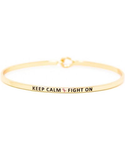 Pink Ribbon Breast Cancer Awareness Inspirational Message Thin Bracelet (6 Diff Phrases) KEEP CALM FIGHT ON - GOLD $8.95 Brac...