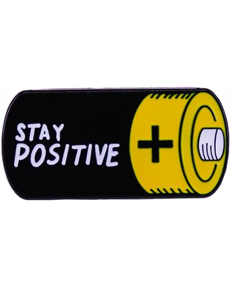 Stay Positive Battery Shape Enamel Pin Funny Pun Badge Brooches Gift for Friends $6.11 Brooches & Pins