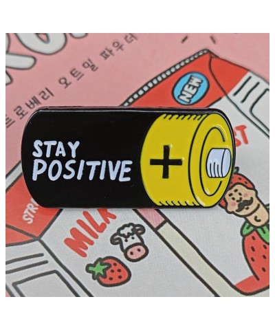 Stay Positive Battery Shape Enamel Pin Funny Pun Badge Brooches Gift for Friends $6.11 Brooches & Pins