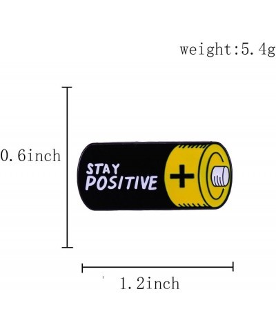 Stay Positive Battery Shape Enamel Pin Funny Pun Badge Brooches Gift for Friends $6.11 Brooches & Pins