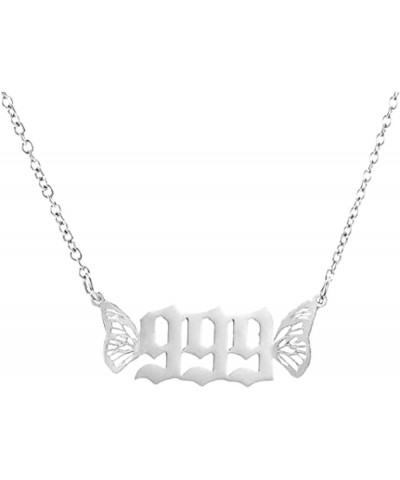 Butterfly Angel Wing Number Necklaces Pendants for Women Girls，Lucky Dainty Gold Silver Numerology Choker Chain 000 111 222 3...