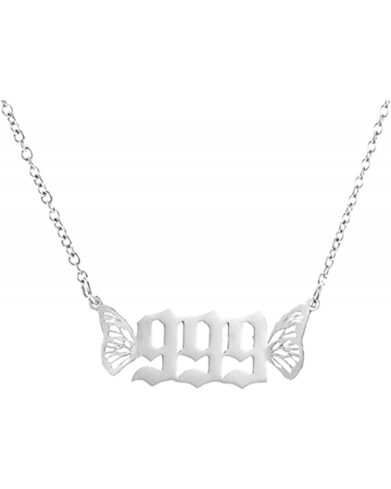 Butterfly Angel Wing Number Necklaces Pendants for Women Girls，Lucky Dainty Gold Silver Numerology Choker Chain 000 111 222 3...