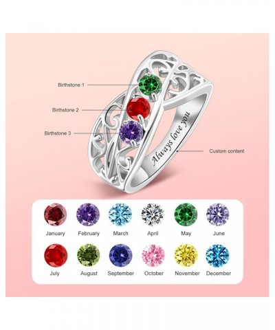 Sterling Silver Personalized Mothers Ring with 1-6 Simulated Birthstones Custom Family Rings Mothers Day Birthday Anniversary...