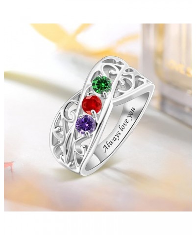 Sterling Silver Personalized Mothers Ring with 1-6 Simulated Birthstones Custom Family Rings Mothers Day Birthday Anniversary...