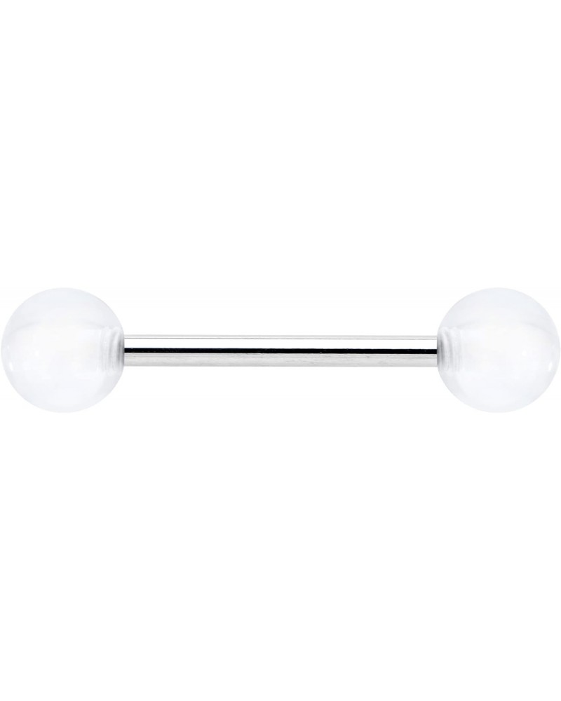 Stainless Steel Cool and Clear Acrylic Barbell Tongue Ring Unisex 14G Tongue Piercing Body Jewelry $5.57 Body Jewelry