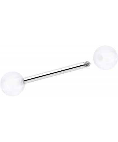 Stainless Steel Cool and Clear Acrylic Barbell Tongue Ring Unisex 14G Tongue Piercing Body Jewelry $5.57 Body Jewelry