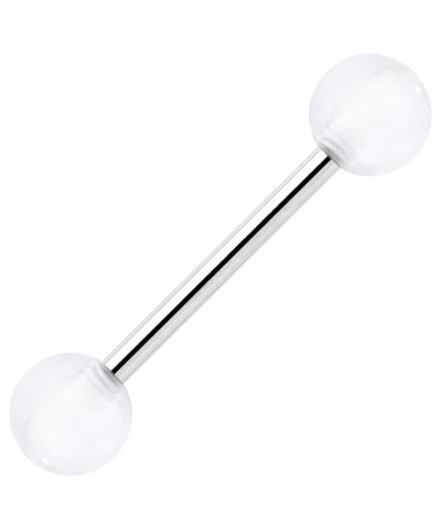 Stainless Steel Cool and Clear Acrylic Barbell Tongue Ring Unisex 14G Tongue Piercing Body Jewelry $5.57 Body Jewelry