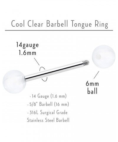 Stainless Steel Cool and Clear Acrylic Barbell Tongue Ring Unisex 14G Tongue Piercing Body Jewelry $5.57 Body Jewelry