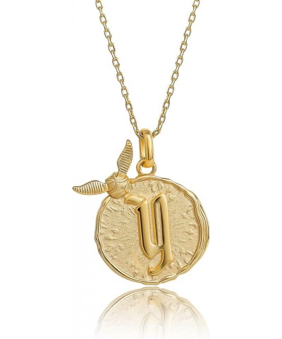 Wizarding World Golden Snitch Initial Pendant Necklace, Flash Plated, 18", Choose Letter Yellow Y $22.55 Necklaces