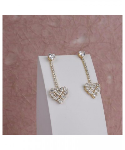 Small Cubic Zirconia Heart Star Drop Dangle Earrings for Women Girls Cute Sparkly Rhinestone CZ Small Love Hearts Dangling Ca...