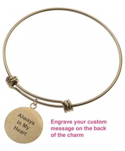 Personalized Photo Text Engrave Custom Message Picture Dangle Charm Adjustable Wire Bangle Bracelet Family Friend Inspiration...