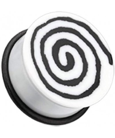 Hypnotic Swirls Acrylic Single Flared Ear Gauge Plug 1" (25mm), White $9.71 Body Jewelry