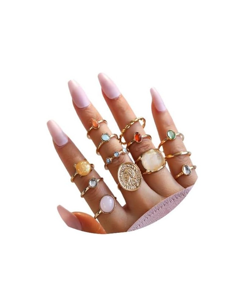 Gold Knuckle Stacking Rings for Women Teen Girls Stackable Joint Finger Statement Rings Set Boho Vintage Midi Rings Y2k Moon ...