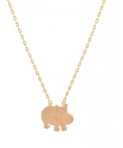 Handcrafted Brushed Metal Hippo Necklace Gold $8.09 Necklaces