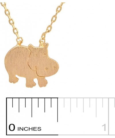 Handcrafted Brushed Metal Hippo Necklace Gold $8.09 Necklaces