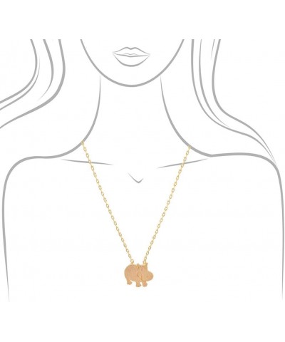 Handcrafted Brushed Metal Hippo Necklace Gold $8.09 Necklaces