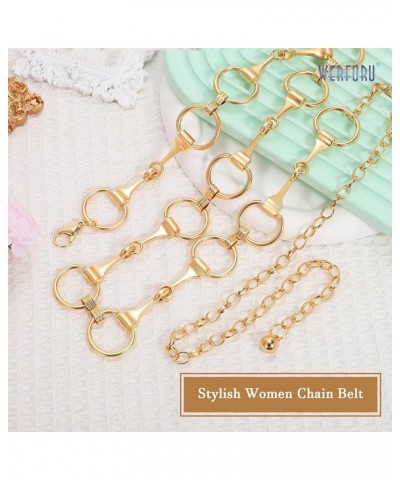 Women Metal Link Body Chain Belt Ladies Waist Chain Belts for Jeans Dress F-Gold $10.49 Accessories