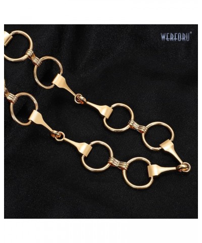 Women Metal Link Body Chain Belt Ladies Waist Chain Belts for Jeans Dress F-Gold $10.49 Accessories