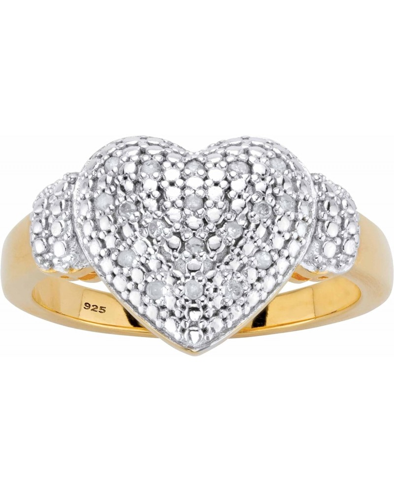 PalmBeach Yellow Gold-plated Sterling Silver Genuine Diamond Heart Cluster Ring (1/10 cttw, I Color, I3 Clarity) Sizes 6-10 $...