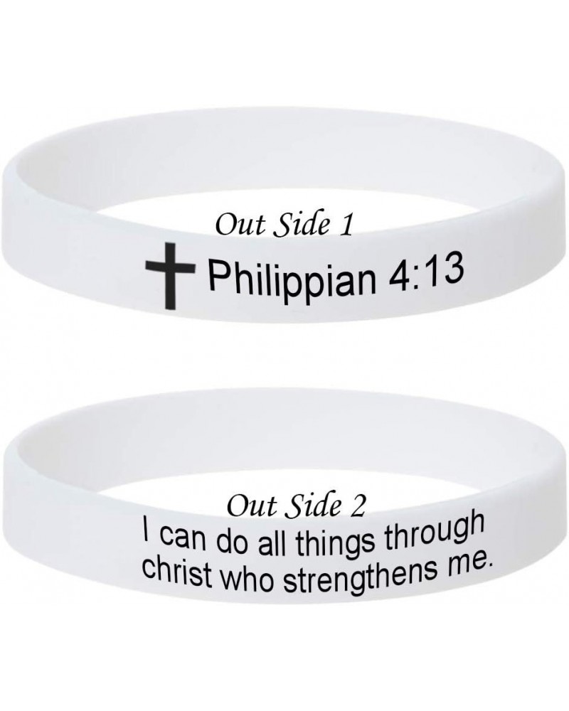 MZZJ Religious Christian Bible Verse Scripture Motivational Faith Inspirational Bracelet 12MM Silicone Rubber Waterproof Outd...