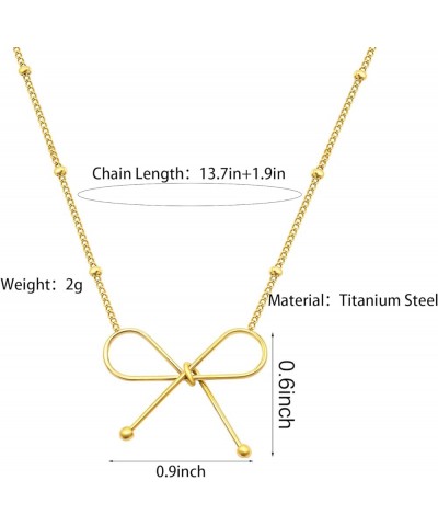 Titanium Stainless Steel Bow Necklace Bowknot Chain Necklace 18k Gold Plated Bow Choker Necklace Bowknot Clavicle Chain for W...