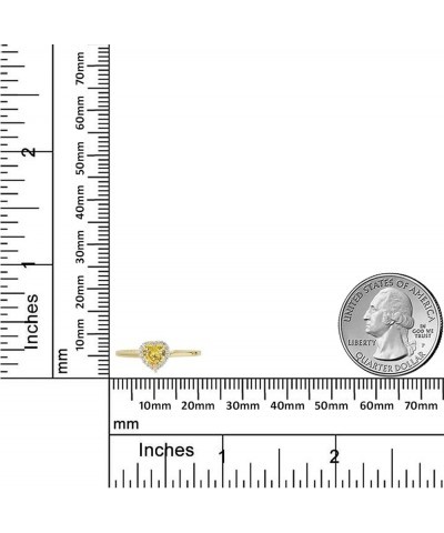 10K Yellow Gold 5mm Birthstone Simulated Diamond CZ Heart Halo Fashion Ring - All 12 Months November Birthstone-Genuine Citri...