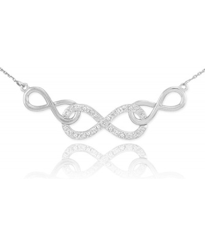 14K White Gold 1/10 Cttw Diamond Triple Interwoven Infinity Symbol Rolo Chain Necklace (J-K Color, I1-I2 Clarity) - Choice of...