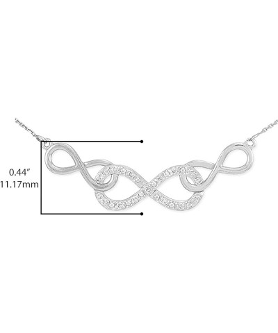 14K White Gold 1/10 Cttw Diamond Triple Interwoven Infinity Symbol Rolo Chain Necklace (J-K Color, I1-I2 Clarity) - Choice of...