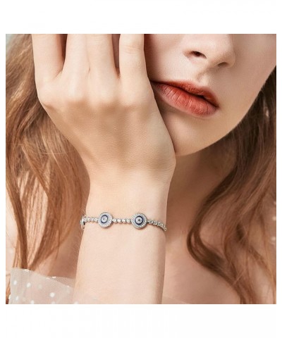 925 Sterling Silver Blue Evil Eye Bracelet with Cubic Zirconia Hamsa Adjustable Chain Bracelets for Women Blue Evil Eye $15.9...