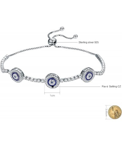 925 Sterling Silver Blue Evil Eye Bracelet with Cubic Zirconia Hamsa Adjustable Chain Bracelets for Women Blue Evil Eye $15.9...