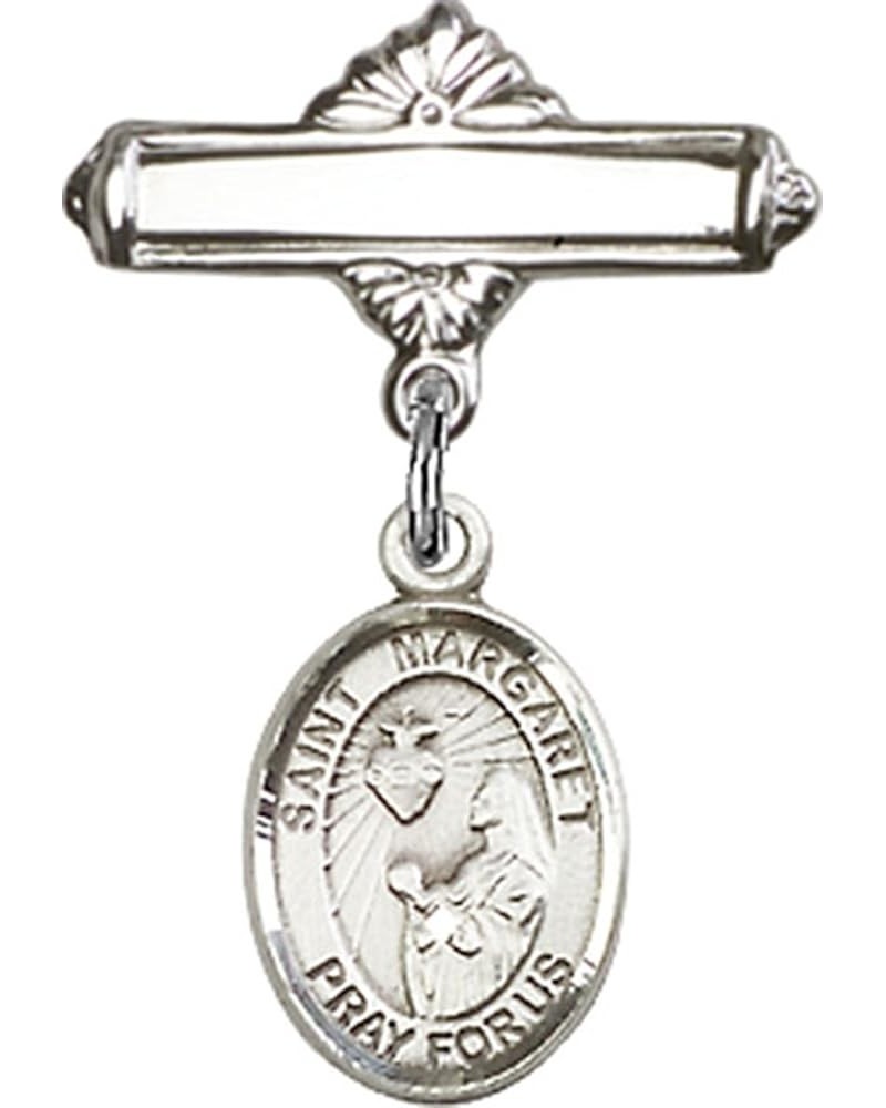 Sterling Silver Polished Baby Badge Bar Pin with Charm, 11/16 Inch Saint Margaret Mary Alacoque $38.33 Brooches & Pins