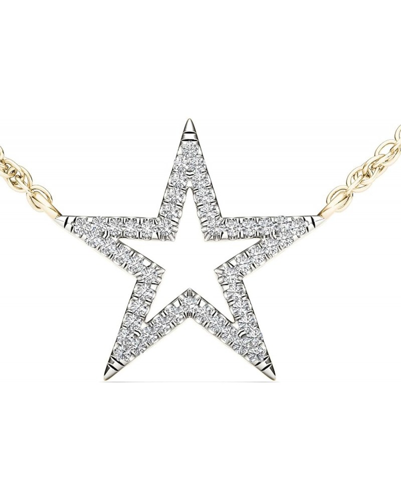 10K Solid Gold Diamond Star Pendant Necklace 18inch(0.12 ct / I2,H-I) Fine Jewelry Gift for Women Yellow Gold $97.33 Necklaces